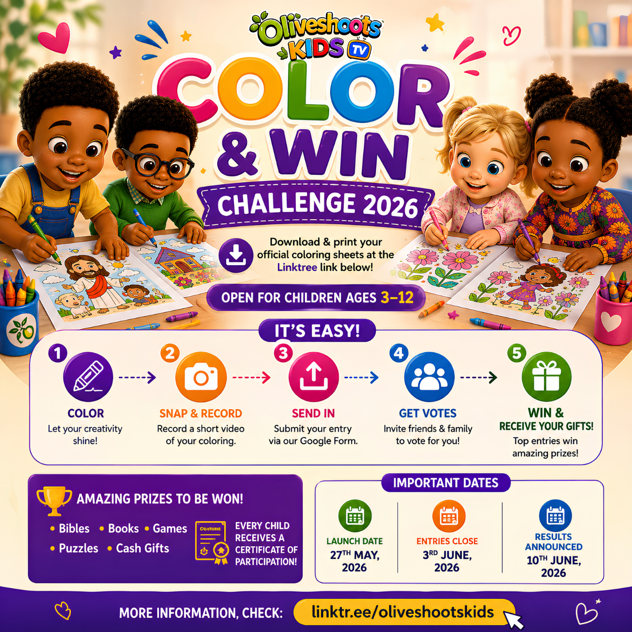 Oliveshoots Kids Children’s Day Color & Win Challenge 2026